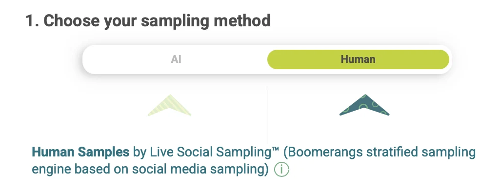 Derselbe Schritt, Schalter auf Human: Human Samples by Live Social Sampling™.